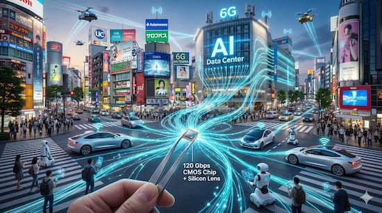 Graphic illustration of a connected city representing high-speed wireless data transmission