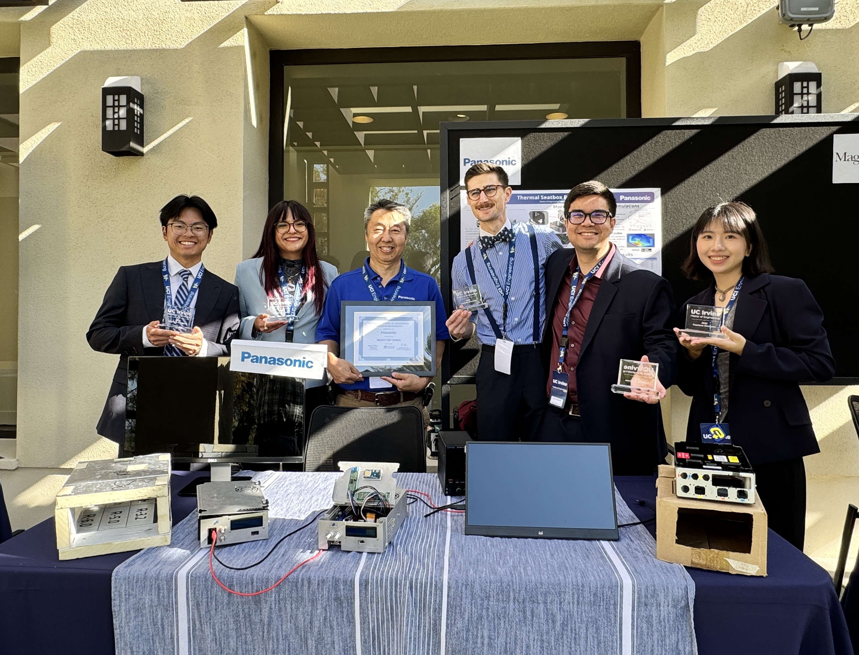 The Panasonic team from left: Preston Wiryadinata, Angelica Miranda Luna, Panasonic Avionics Senior Manager Suni Murata, Team Lead Mitchell Kiner, Grant Orzechowski and Evelyn Yang.
