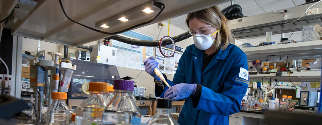 Female scientist working in research laboratory