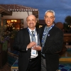 UCI electrical engineering and computer science professor Nader Bagherzadeh (left) congratulates Hall of Fame honoree Manu Gulati ’95 (M.S.)